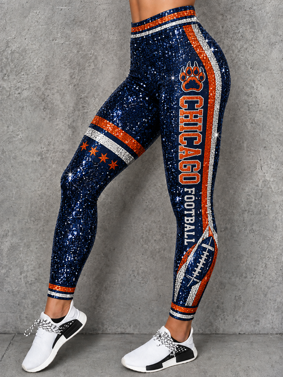 Women's Chicago Football Lover Bear Art Printed bottoms