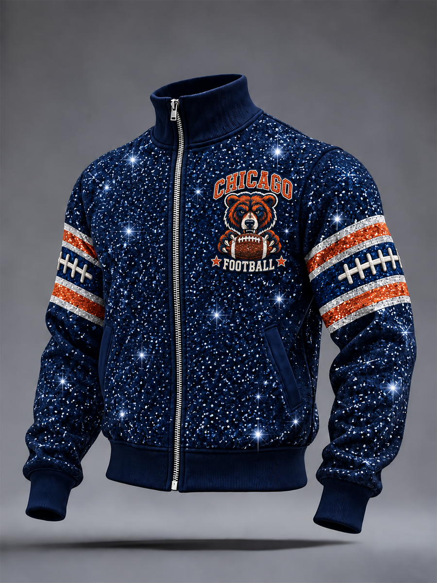 Men's Chicago Football Lover Bear Art Printed top