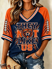 Women's Football Gameday Gift For Football Fans Casual Half-Sleeve V-Neck T-Shirt