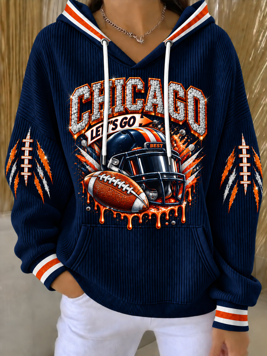 Women's Football Gameday Gift For Football Fans Print Hoodie