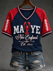 Women's Football Gameday Gift For Football Fans Casual V-Neck Tee
