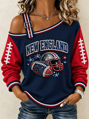 Women's Football Gameday Gift For Football Fans Casual Casual Off-Shoulder Sweatshirt